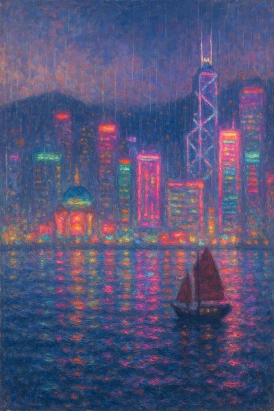 Neon Reflections Hong Kong - Victoria Harbour bei Nacht von Travel Shop