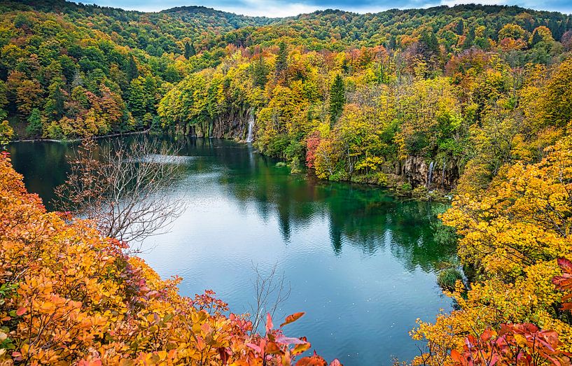 Plitvice Lakes with waterfall in autumn, Croatia by Rietje Bulthuis