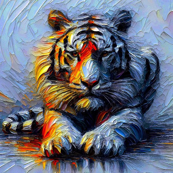 Coup de pinceau vivant - Tigre couché par A.D. Digital ART