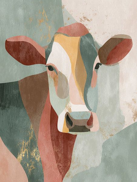 Abstrakte Kuh in Erdtönen von But First Framing