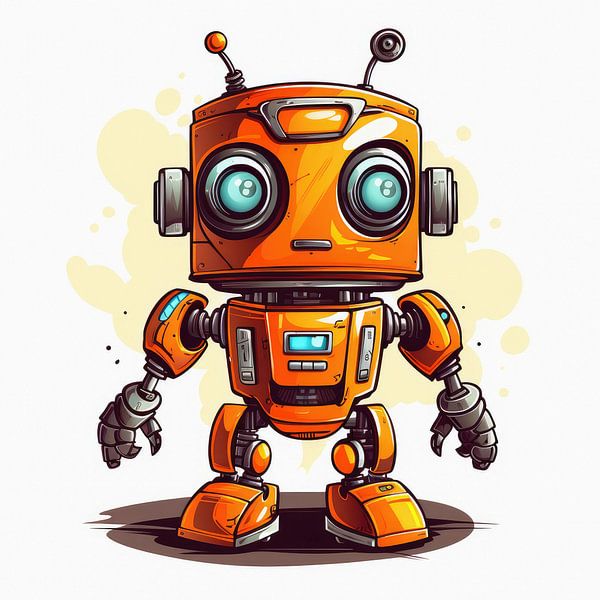 Vintage robot science fiction poster style by Art Bizarre