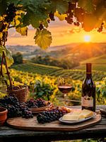 Weintrinken bei Sonnenuntergang