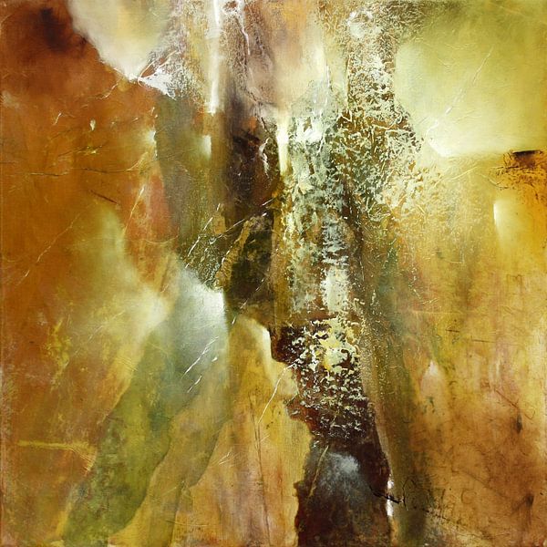 Abstracte compositie in groen en bruin van Annette Schmucker