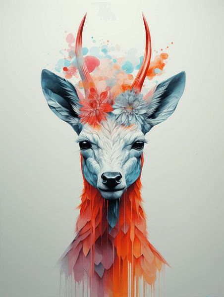 Do you see what I see? | blue and orange | deer by Eva Lee