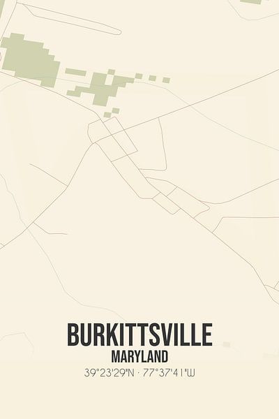 Alte Karte von Burkittsville (Maryland), USA. von Ortsdrucke