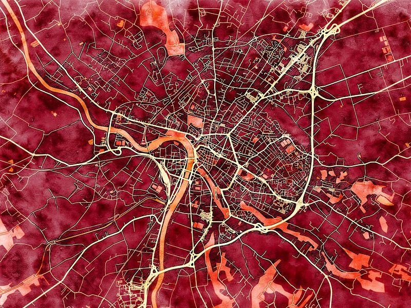 Carte de Montauban avec le style 'Amber Autumn' par Maporia