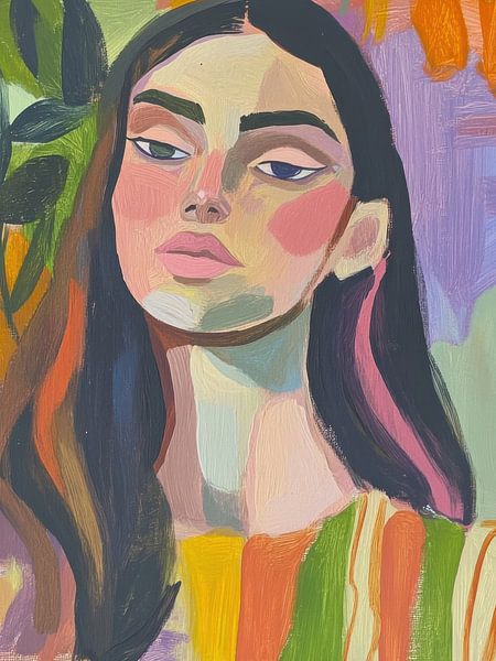 Gouache fashion portrait hippie by Kunstkabinet