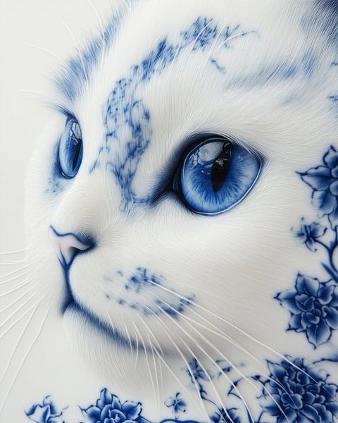 Delfter Blau Katze von Preet Lambon