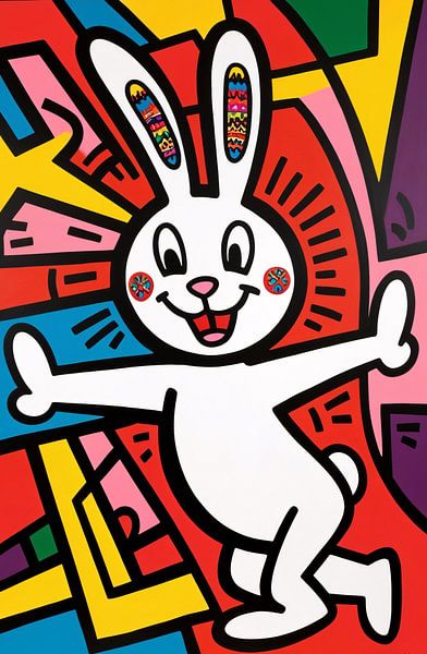 Springend konijn met kleurrijke patronen van Art & Soul Creations