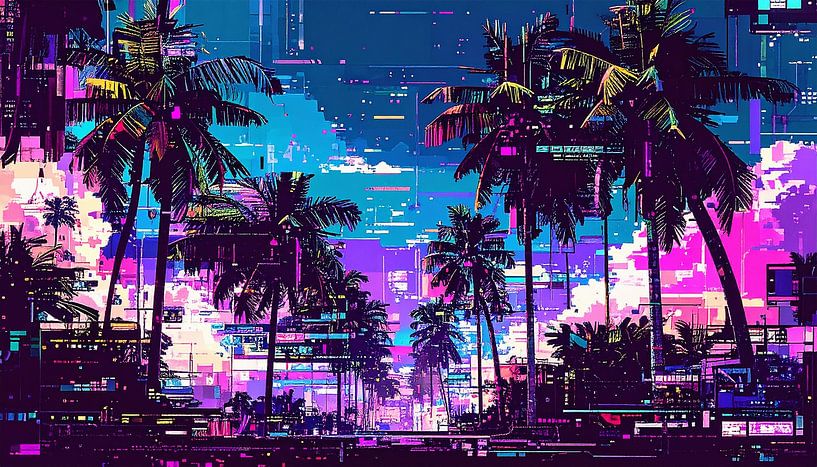 Palmiers rétro vintage avec nuages par Mustafa Kurnaz