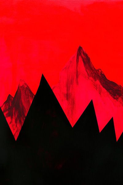Mountain silhouettes in red and black by Poster Art Shop
