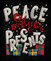 Peace, Love and Presents Lustiges Weihnachts Lettering