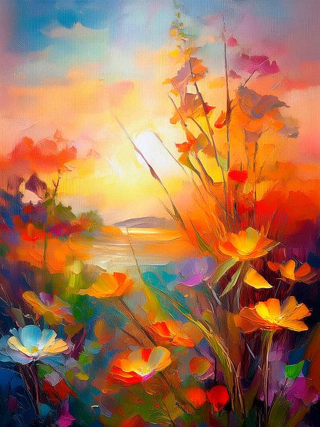 Bunte Blumen auf dem Feld aus der Serie: Abstrakt und bunt - 2 von Studio Pieternel