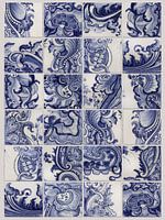 Delft blue, mix of fragments of tile tableau Rijksmuseum