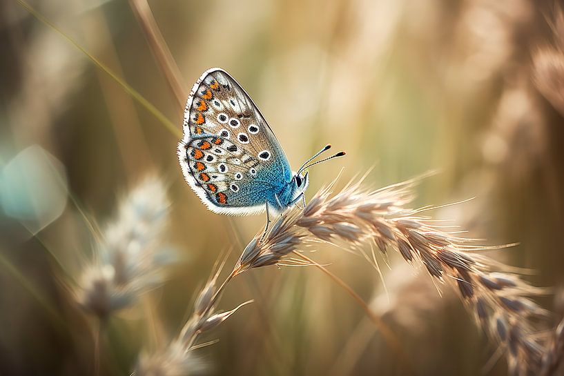 Blue Butterfly in a Golden Yellow Field - Poetic Art by Joriali photography and paintings
