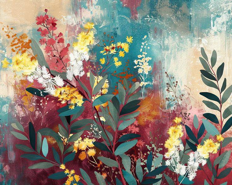 Boho Malerei | Malerei Blätter von Wunderbare Kunst