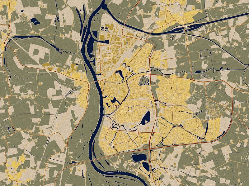 Map of Zutphen in the style of Gustav Klimt by Maporia