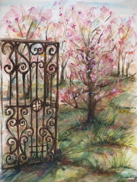 Spring in the Algarve. Hand-painted watercolour. by Ineke de Rijk