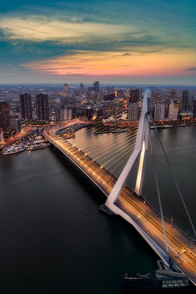 Erasmusbrücke bei Sonnenuntergang, Rotterdam von Roy Poots