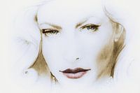 Lauren Bacall, watercolour portrait woman light version