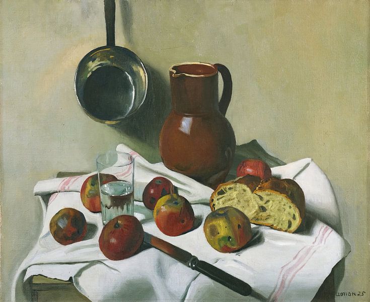 Félix Vallotton - Pommes, cruche, verre à eau et poêle en fer blanc (1925) par Peter Balan