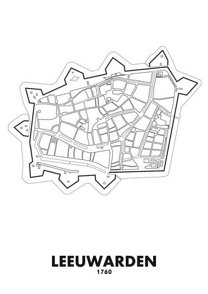 Plan de la ville de Leeuwarden 1760 par STADSKAART