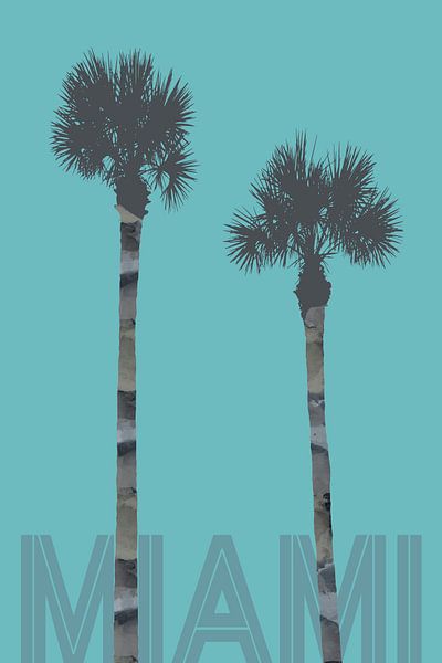 Graphic Art PALM TREES MIAMI | turquoise by Melanie Viola