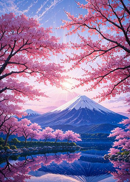 Mont Fuji Fleur de cerisier Sakura Printemps Japon par Ruzerin