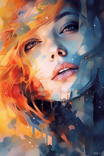 abstract watercolour of a girl/woman by Gelissen Artworks