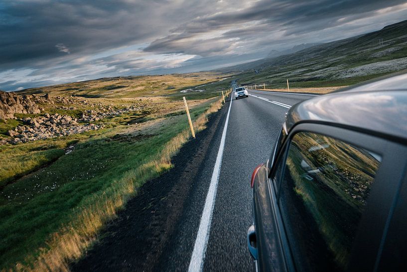 Looking back on the highway in Iceland by Tom Rijpert