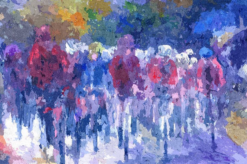 Radfahrer der Tour de France fahren bei Regen von Paul Nieuwendijk