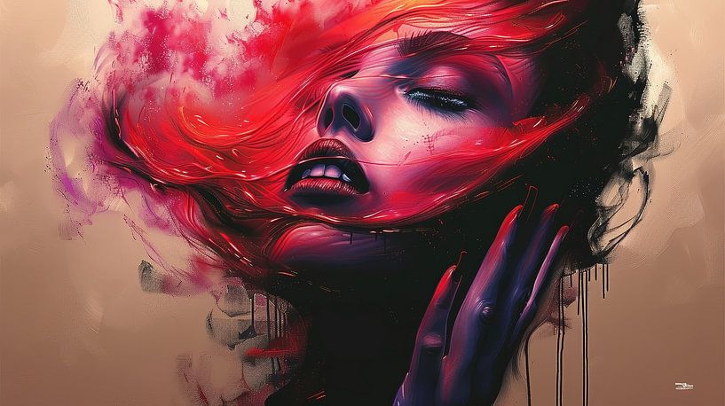 Abstraktes Vintage-Frauengesicht von Gelissen Artworks