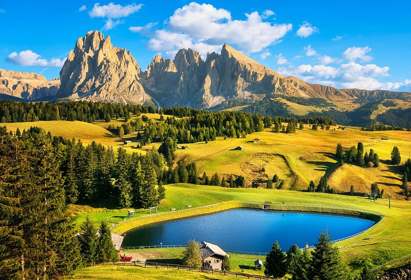 Lake and mountains, Alpe di Siusi, Dolomites by Stefano Orazzini