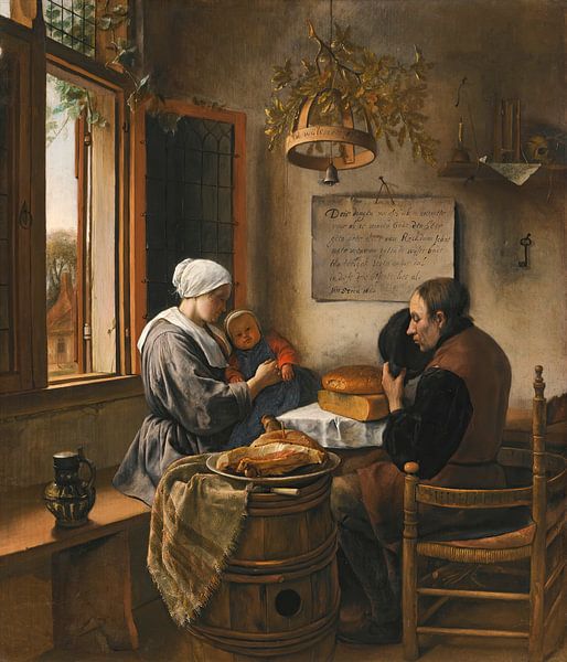The prayer before the meal, Jan Steen by Masterful Masters