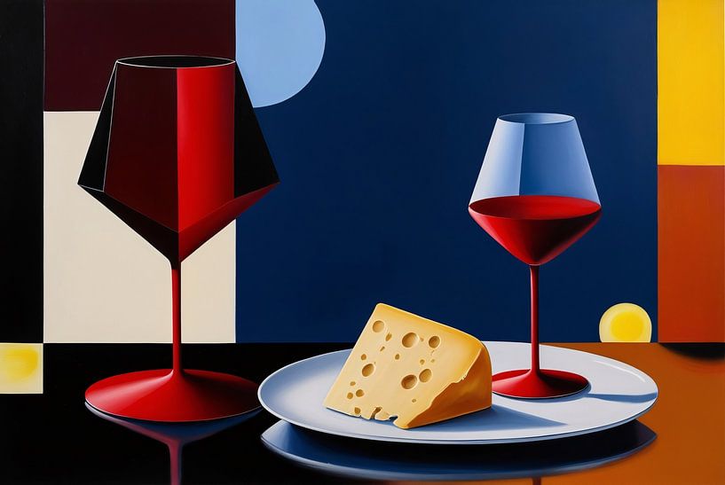 Nature morte au vin et au fromage par Art & Soul Creations