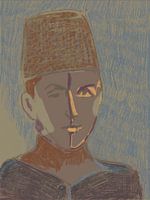 Portrait man with fez pastel
