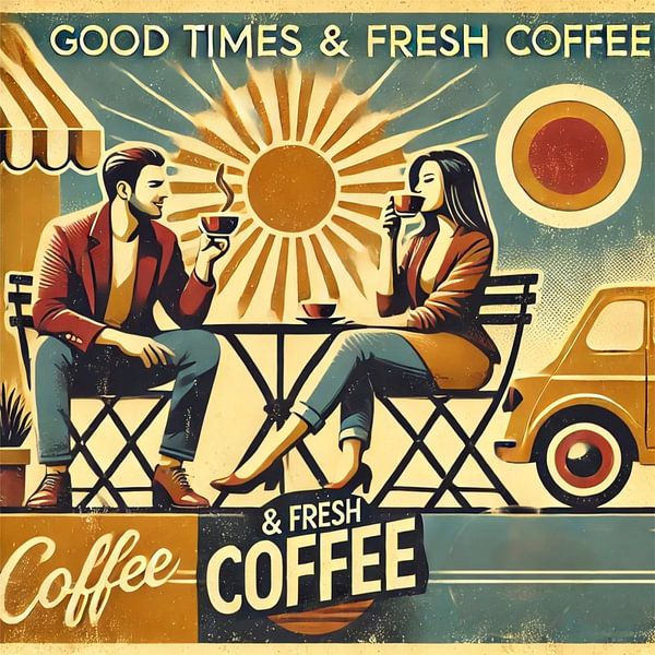 Good Times &amp; Fresh Coffee – Retro Kaffeeposter von Eric Nagel
