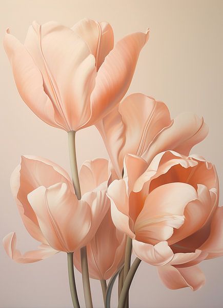Peach Fuzz Tulips | Tulip Painting by Abstract Painting