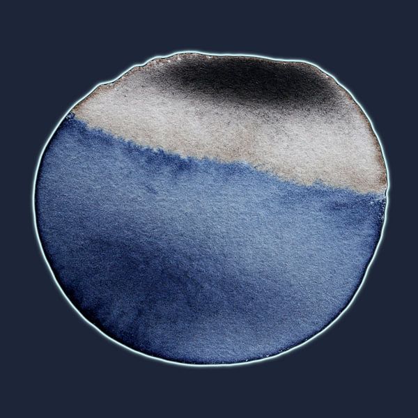 Soft Quiet Aqua Mineral 982 - Aquarellmalerei in Deep Mineral Blue und Soft Balance von Saskia Mensink PRINTS