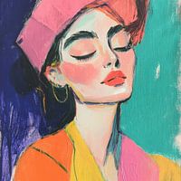 Gouache fashion portrait Italian lady