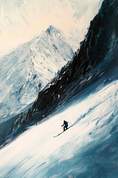 Skieur Montagne par Poster Art Shop