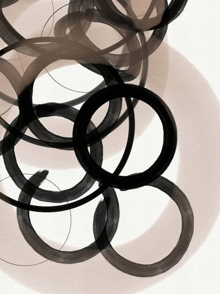 Striche 4 | Neutral &amp; Schwarzer Kreis Abstrakt von Menega Sabidussi