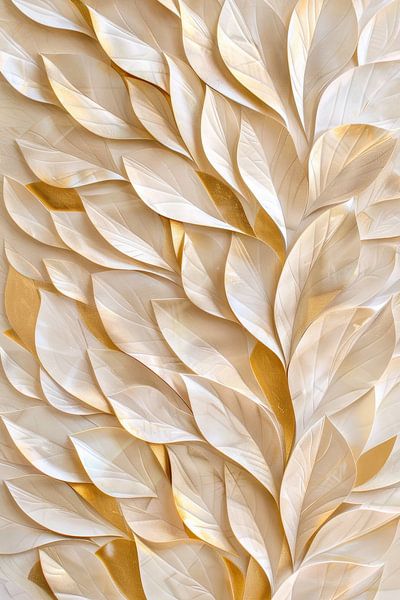 Beauté naturelle des plumes avec accents dorés par Digitale Schilderijen