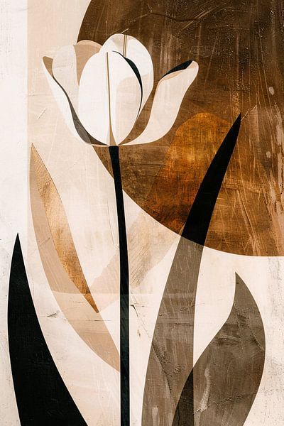 Sepia Tulp Abstracte Kunst in Stijl van Art & Soul Creations