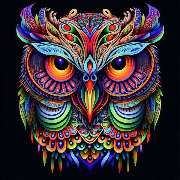 Eule auf Neonfarben von Bert Nijholt