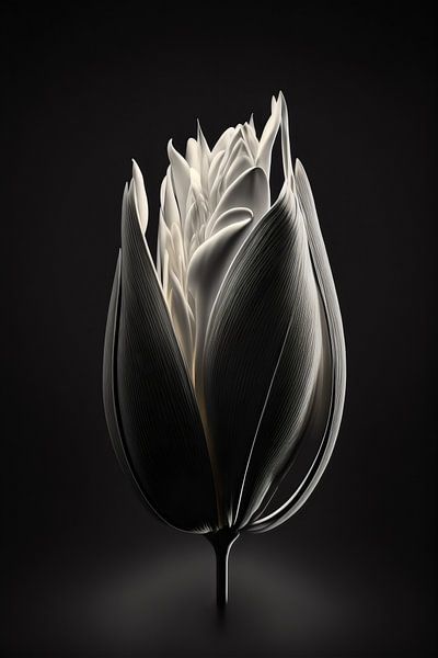 Eine schöne weiße Tulpe im Scheinwerferlicht. von Karina Brouwer