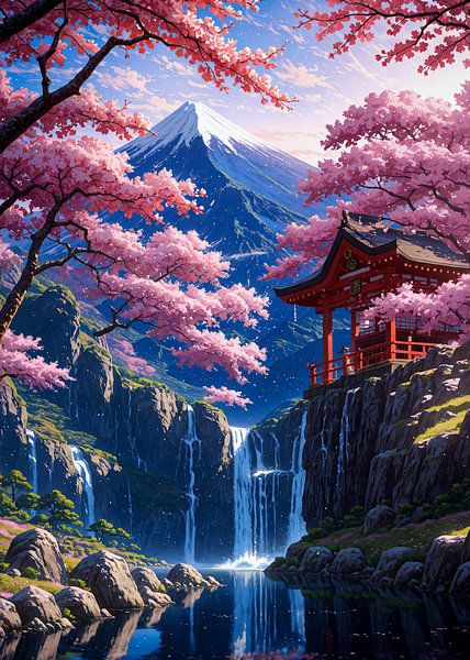 Mount Fuji Cherry Blossom Sakura Spring Japan by Ruzerin