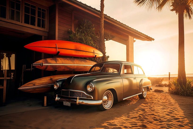 Old American car at sunset by Philippe HUGONNARD