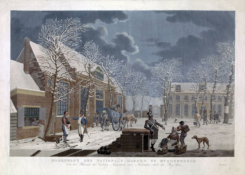 Willem Hendrik Hoogkamer, Schneelandschaft mit Soldaten im Gespräch mit Zivilisten bei der Belagerun von Atelier Liesjes