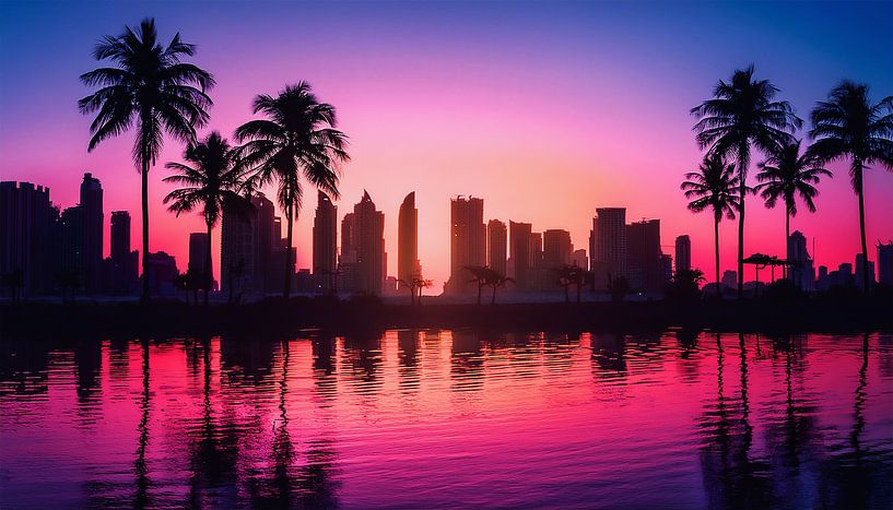 Coucher de soleil avec palmiers par Mustafa Kurnaz